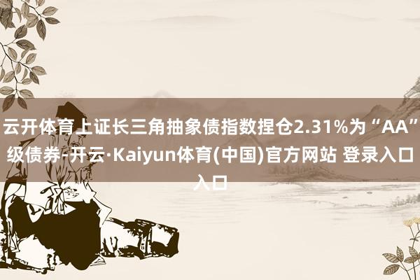 云开体育上证长三角抽象债指数捏仓2.31%为“AA”级债券-开云·Kaiyun体育(中国)官方网站 登录入口