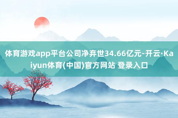 体育游戏app平台公司净弃世34.66亿元-开云·Kaiyun体育(中国)官方网站 登录入口